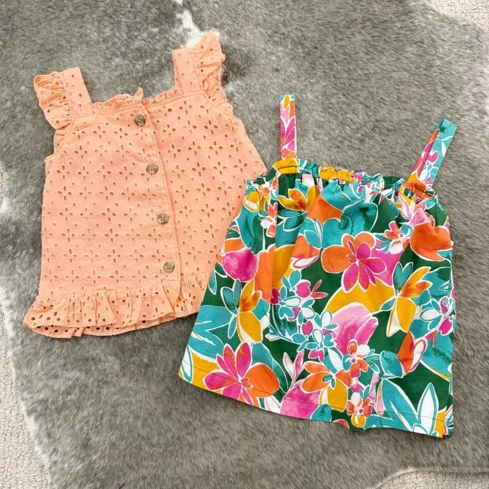 NWT Little Lass Eyelet and Carters Tropical Tops 3T